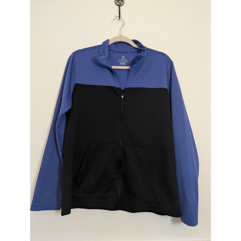 Lands' End Men's Lightweight Full Zip Jacket Size Large Blue Back Golf Outdoor